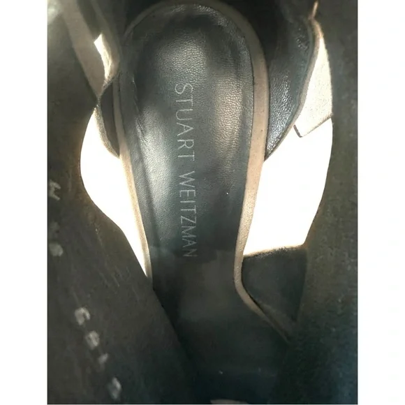 Stuart Weitzman Adjustable Taupe Gray Suede Open Toe Heeled Booties Size 8.5M - Picture 8 of 9